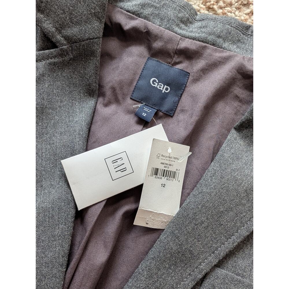 GAP Classic 2 Button Women's Gray wool blend blazer, NWT, size 12 - Picture 3 of 13